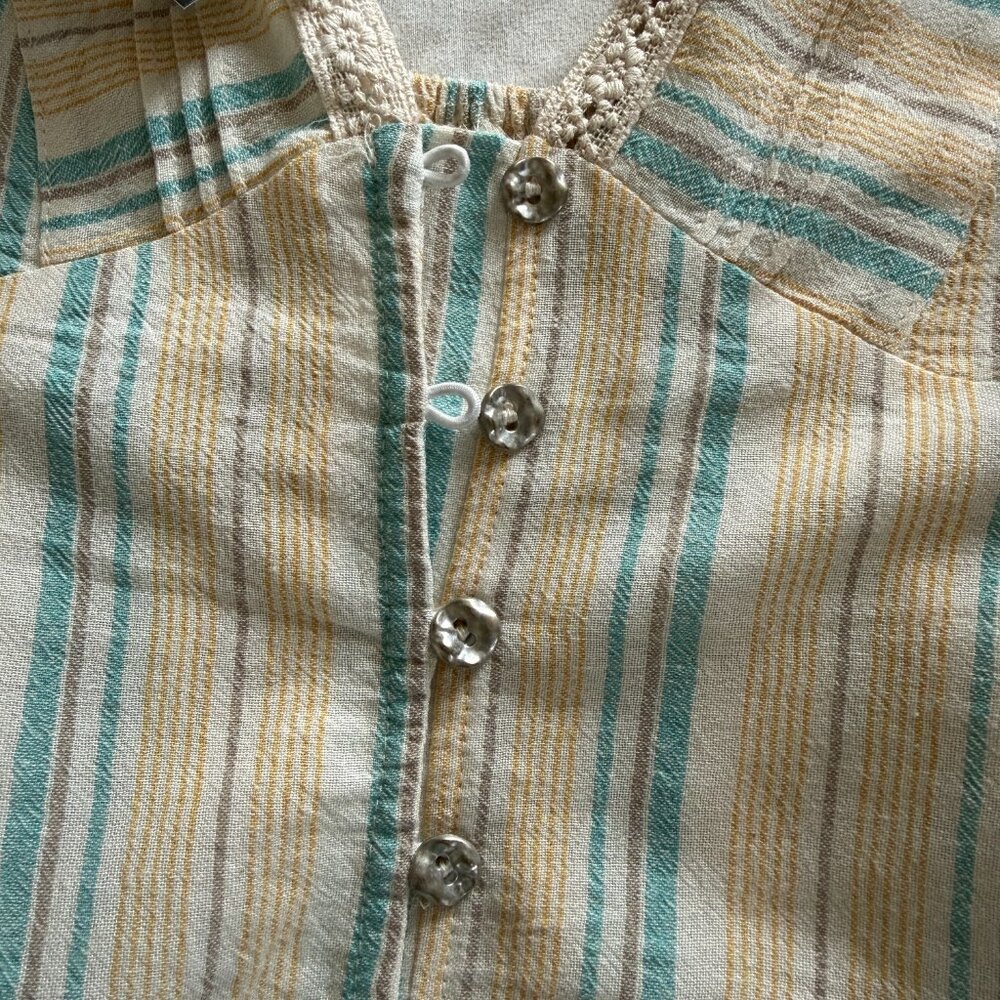 POL Flirty Lemon Aqua Boho Pastel Lace Ruffled Breezy Button Up Cami Straps Top - Picture 9 of 14